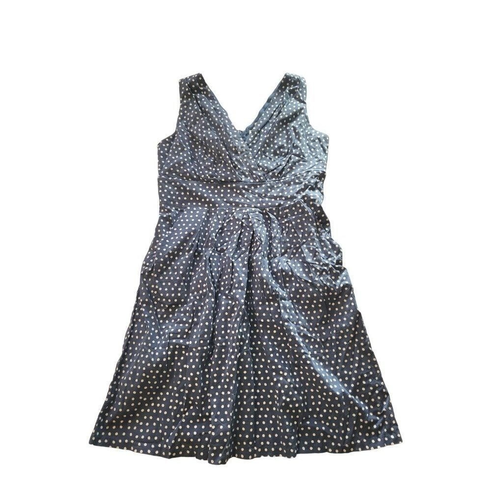 Corey P Womens Blue White Polkadot Sleeveless Sheath Mini Dress Plus Sz 14 Boho